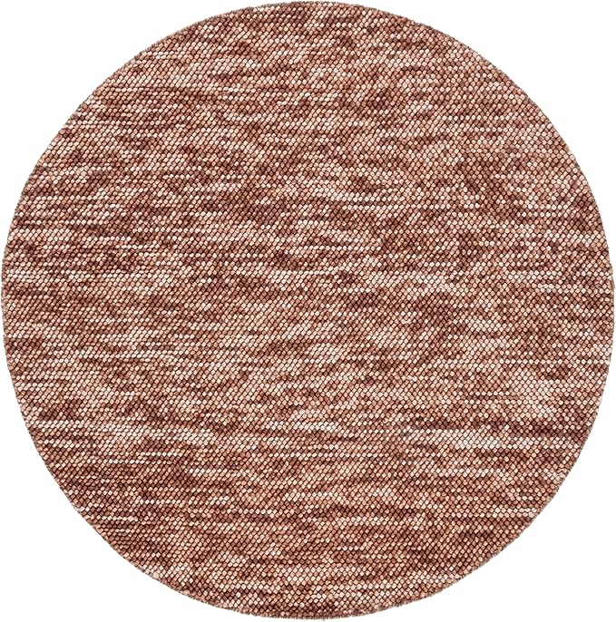 SAFAVIEH Natura Collection Area Rug - 6' Round, Rust & Brown, Handmade Wool Blend, Textured Design, Ideal for Living Room, Bedroom, Dining Space (NAT425P)