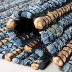 SAFAVIEH Cape Cod Collection Area Rug - 8' Square, Blue & Natural, Handmade Flat Weave Braided Jute & Cotton, Ideal for High Traffic Areas in Living Room, Bedroom (CAP363A)