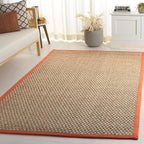 SAFAVIEH Area Rug 5x8 - Natural Fiber Collection - Natural & Rust, Seagrass, Basketweave Pattern with Border (NF114Y)