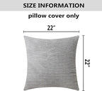 Home Brilliant Pillow Covers 22x22 2 Packs Throw Pillows Covers Striped Velvet Sofa Pillows Decorative Sets Holiday Decor, 55cm, 22 x 22 Inch, Light Grey