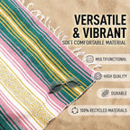 Hydration Nation Authentic Large Handwoven Mexican Striped Throw Blanket - Soft, Durable, Eco-Friendly - 70"x50" - Sunshine