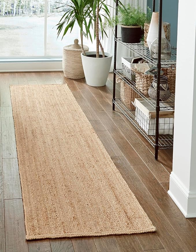 Unique Loom Braided Jute Collection Area Rug - Dhaka (2' 7" x 10' Runner, Natural)