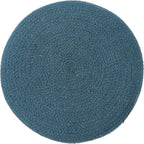 REDEARTH · Cylindrical Pouf Foot Stool Ottoman - Jute Braided Pouffe Poof Accent Sitting Footrest for Living Room, Bedroom, Nursery, Patio, Lounge Set of 2 (Teal Natural, 14.5"X14.5"X16")