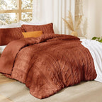 Bedsure Tufted Boho Comforter Set California King - Terracotta Boho Bed Set, GentleSoft™ 3 Pieces Farmhouse Shabby Chic Embroidery Bedding, Gifts for Woman, Soft Jacquard Comforter for All Seasons