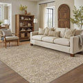 HUGEAR Area Rug 5x7 Light Brown Machine Washable Living Room Rugs Distressed Vintage Floral Vacuumable Low Pile Carpet Bedroom Office Dining Room Laundry Room Non Slip Soft Lightweight