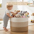 100L Large Cotton Rope Basket, Decorative Woven Blanket Storage for Living Room, Boho Toy Storage & Toy Box for Kids, Versatile Laundry Basket & Nursery Hamper for Blankets(Brown)