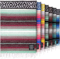 Hydration Nation Authentic Large Handwoven Mexican Blanket - Soft Yoga- Durable Serape- Lightweight Falsa, Beach, Camping, Picnic, Outdoor Blanket 70"x50" - Miami Vice