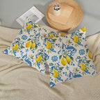 Summer Pillow Covers 18x18 Inch Set of 2 Blue Lemon Pillow Covers Seasonal Summer Outdoor Decorative Pillow Cases Linen Farmhouse Floral Cushion Covers Decor for Couch Living Room Bedroom