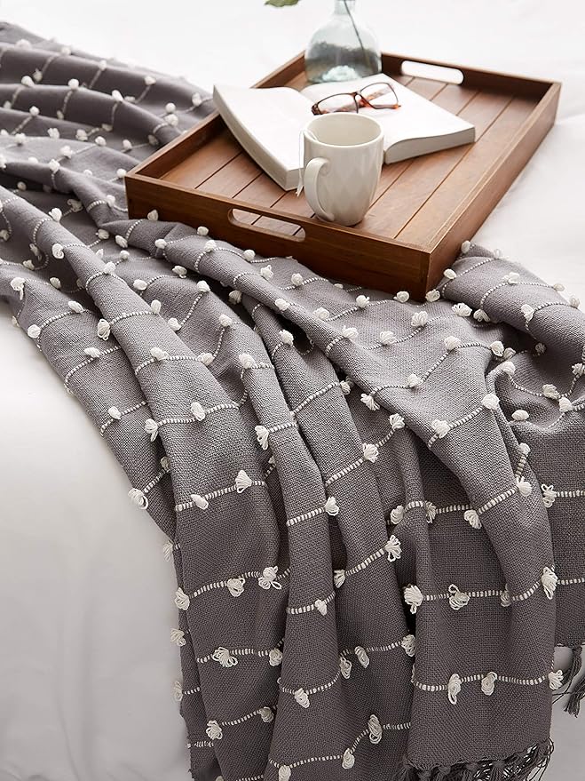 DII Woven Loop Throw Collection, 50x60, Gray
