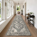 Washable Runner Rug 2.6x10 Runners for Hallways, Ultra-Thin Carpet Runners for Entryway Anti Slip Backing Runner Rugs for Kitchen Laundry Room Indoor Hallway (Black/Beige)