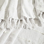 Lush Decor Boho Tufted Cotton Woven Tassel Fringe Throw Blanket, White 60" x 50"
