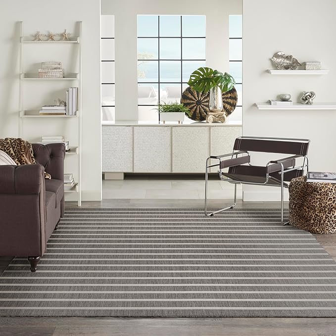 Nourison Home Positano Charcoal Ivory 9' x 12' Area Rug - Easy Clean, Non Shedding, Bed Room, Living Room, Dining Room, Kitchen (9' x 12')