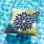 DFXSZ Navy Blue Flower Pillow Covers 16x16 Inch Set of 2 White Gray Colored Throw Pillows Outdoor Waterproof Decor for Living Room Sofa Patio Funiture Garden Floral Polyester Pillow Covers 002P16