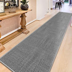 8ft Jute Hallway Rug Runner, Rubber Backed Extra Long Carpet Runner Mats for Hallway, Machine Washable Indoor Entryway Runner Rug, Grey