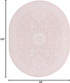 Rugs.com Outdoor Aztec Collection Rug – 8' x 10' Oval Pink Flatweave Rug Perfect for Living Rooms, Large Dining Rooms, Open Floorplans