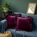 Velvet Throw Pillow Cover Soft Decorative Luxurious Solid Square Cushion Case for Sofa Couch Bedroom Farmhouse,Pack of 2, 18 x 18 Inches, Amaranth