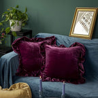 Velvet Throw Pillow Cover Soft Decorative Luxurious Solid Square Cushion Case for Sofa Couch Bedroom Farmhouse,Pack of 2, 18 x 18 Inches, Amaranth