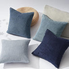 Topfinel Decorative Throw Pillow Covers Aque Teal Blue Gray Series,Summer Corduroy Striped Toss Pillows for Couch,Patio,Balcony,Children Bedroom,Modern Fluffy Blue Gradient Shams 26x26 Inch Set of 4