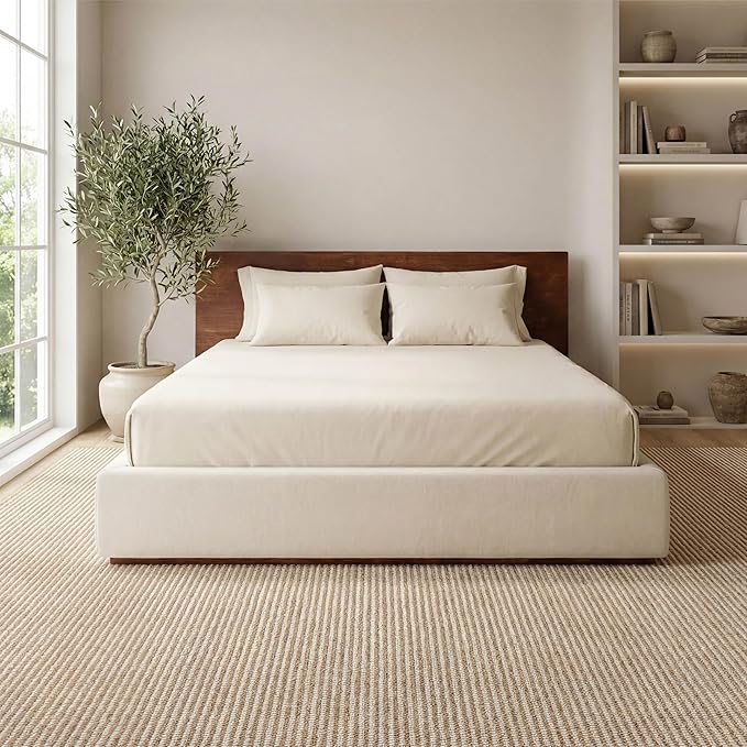 Bedsure 9x12 Faux Wool Area Rugs for Living Room, Machine Washable Carpet, Non-Slip Backing, Pet Friendly Throw Rug for Bedroom Dining Room, Natural Ivory