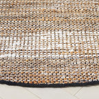SAFAVIEH Cape Cod Collection Area Rug - 6' Round, Beige, Handmade Denim & Jute, Ideal for Living Room, Bedroom, Home Office, Dining Space (CAP153B-6R)