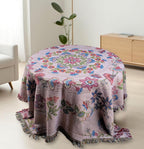 Mandala Flower Boho Throw Blanket for Couch Bed Chair Lounge Hippie Room Decor Reversible Cotton Woven Whimsical Throw Blanket Witchy Room Decor Throws Bed Spread Outdoor Camping Blanket 51x59 Inches