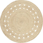 SAFAVIEH Area Rug 5' Round - Natural Fiber Collection - Ivory, Handmade Jute, Boho Farmhouse Braided Design (NF364B)