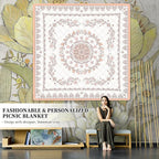 Boho Picnic Mat, 79" x 79" Extra Large Outdoor Picnic Blanket, Washable Foldable Portable Blanket for Beach/Camping/Concerts