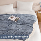 WRENSONGE Throw Blanket Cationic Dyeing Navy Blue Soft Cozy Fluffy Warm Hand Made Throw Blankets for Couch, Sofa, Chair, Bed, Camping, Picnic, Travel Lightweight Bed Blanket - 50"x60"