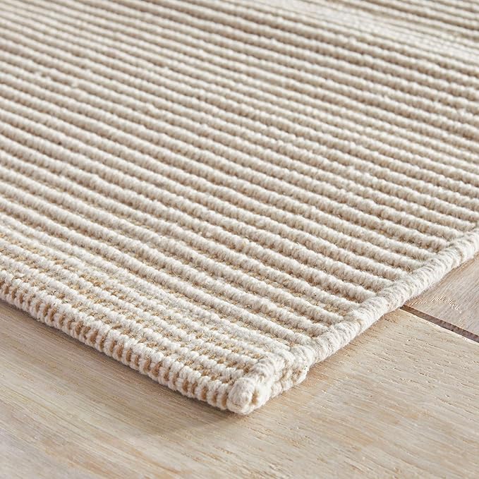 Dash and Albert Haverhill Cotton Area Rug - 5' x 8' Neutral Solid Handwoven Accent Rug - Durable, High Traffic Areas Hallway, Living Room, Stairs, Bedroom