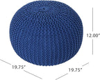 Christopher Knight Home Belle Knitted Cotton Pouf, Navy