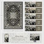 5x7 Area Rugs Living Room Rug: Washable Vintage Boho Medallion Rug No Slip Stain Resistant Soft Carpet Indoor Large Carpets for Bedroom Dining Room Farmhouse Nursery Hallway Home Office Black Gold