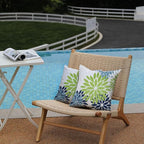 DFXSZ Green Blue Flower Pillow Covers 20x20 Inch Set of 2 White Gray Colored Throw Pillows Outdoor Waterproof Decor for Living Room Sofa Patio Funiture Garden Floral Polyester Pillow Covers 002K20