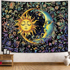 Spenlife Sun and Moon Tapestry Floral Wall Tapestry Boho Tapestries Floral Tapestries Wall Hanging for Bedroom and Living Room Decor Sun and Moon 60×80 Inches