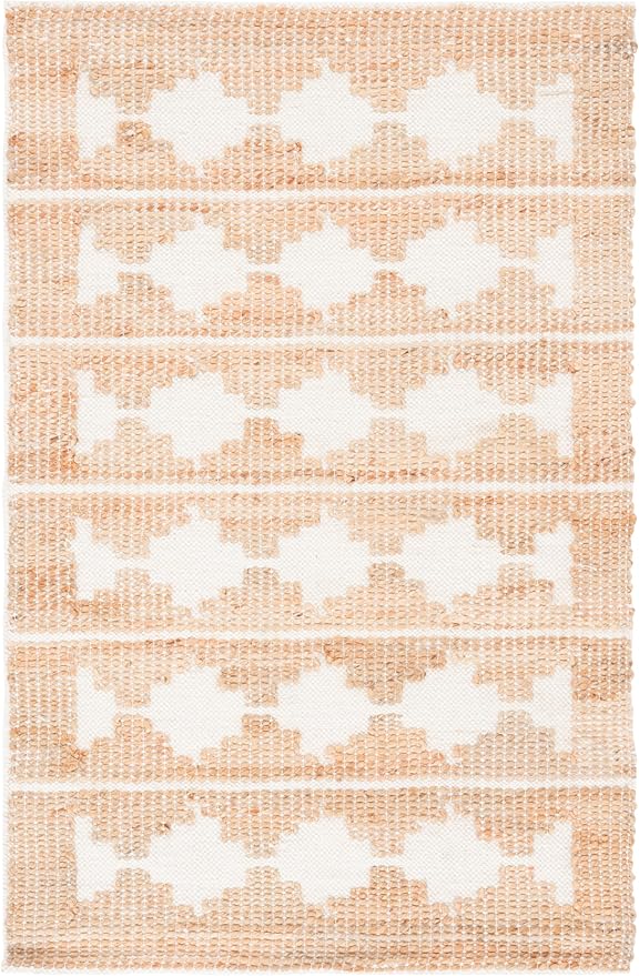 SAFAVIEH Natural Fiber Collection Accent Rug - 3' x 5', Ivory & Natural, Handmade Farmhouse Jute & Wool, Ideal for High Traffic Areas in Entryway, Living Room, Bedroom (NF511A)