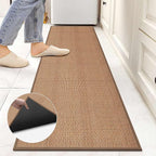 8ft Natural Jute Hallway Runner Rug Non Slip Washable, Rubber Backed Long Indoor Entryway Runner, Absorbent Kitchen Carpet Sink Rug, Camel