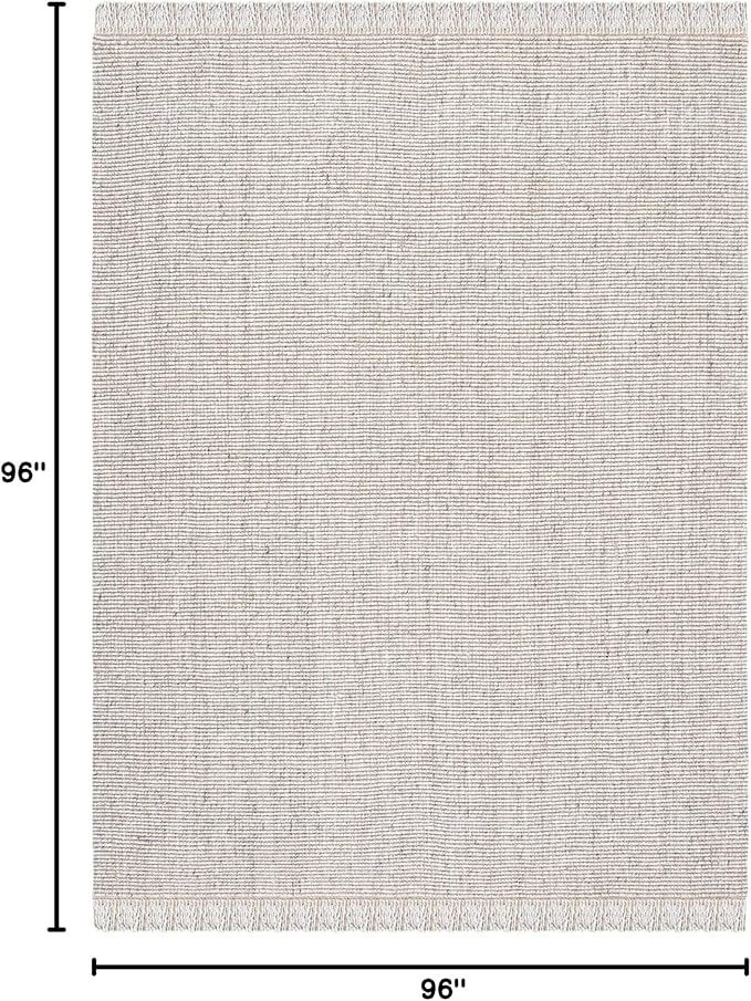 SAFAVIEH Natural Fiber Collection Area Rug - 8' Square, Silver & Natural, Handmade Woven Fringe Jute, Ideal for The Living Room, Bedroom, Dining Room (NF826G-8SQ)