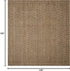 SAFAVIEH Natural Fiber Collection Area Rug - 9' Square, Natural & Grey, Handmade Jute, Ideal for High Traffic Areas in Living Room, Bedroom (NF181D)
