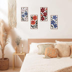 suruim Boho Wall Art Set of 4, Abstract Geometric Wooden Wall Decor, Mid-Century Modern Aesthetic Artwork with Arch, Vase & Botanical Design for Modern Home Decor for Bedroom, Office & Living Room(G)