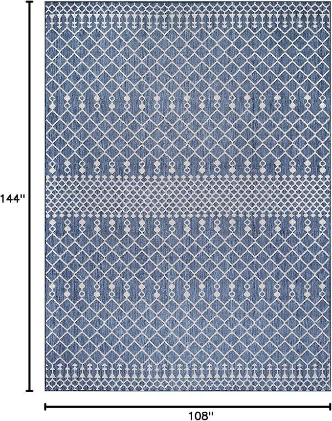 Nourison Home Positano Navy Blue 9' x 12' Area Rug - Easy Clean, Non Shedding, Bed Room, Living Room, Dining Room, Kitchen (9' x 12')