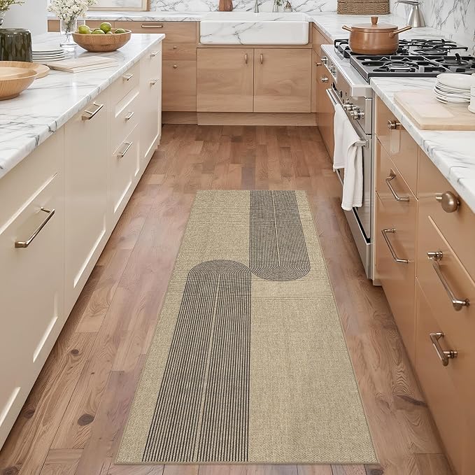 Easy Jute Rug 2x6: Indoor Outdoor Natural Boho Area Rugs for Hallway Patio Non Slip - Farmhouse Neutral Contemporary Carpet Mat for Entryway Kitchen Laundry Room Bedroom Washable