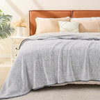 EMME Soft Sherpa Fleece Blanket Reversible Plush Fluffy Large Blanket, Light Weight Warm Decorative Boho Blanket Cover for Sofa, Couch, Bedroom,Travel(Plush Grey,108"x90")