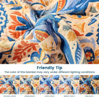 Boho Throw Blanket 60"x80" 100% Cotton Twin Bed Bird Blanket, Reversible Breathable Lightweight Spring Decorative Tassel Blankets for Couch Sofa Decor