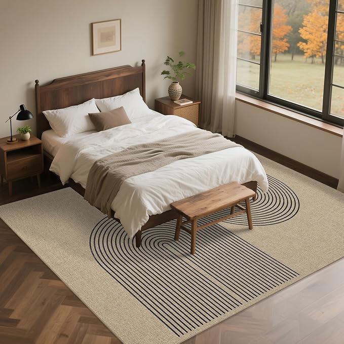 Easy Jute Rug 8x10: Indoor Outdoor Natural Boho Area Rugs for Living Room Patio Washable - Farmhouse Neutral Contemporary Large Carpet for Bedroom Dining Room Backyard Office Non Slip