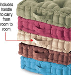 Collections Etc Tufted Padded Boosted Cushion and Support - Plush Seating for Chair with Carrying Handle, Blue