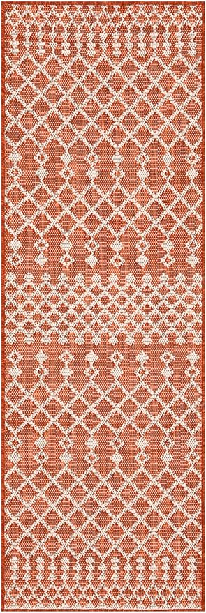 Nourison Home Positano Terracotta 2' x 6' Area Rug - Easy Clean, Non Shedding, Bed Room, Living Room, Dining Room, Kitchen (6' Runner)