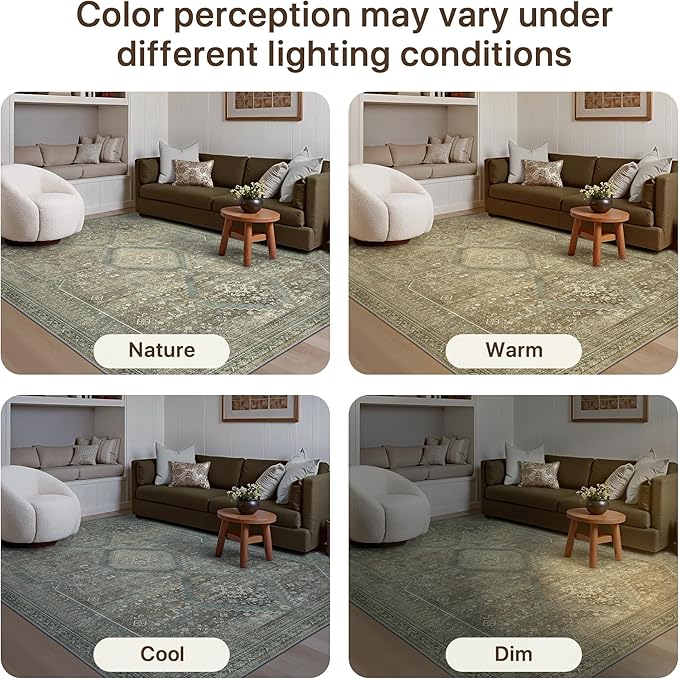 GENIMO Runner Rug 2x12 Non Slip Machine Washable Hallway Runner Rug, Low Pile Lightweight Rugs for Entryway, Hallway, Kitchen and Corridor, Sage/Blue