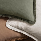 MIULEE Decorative Couch Pillow Covers Neutral Linen Fringe Throw Pillows Set of 4 Boho Farmhouse Cushions Soft Accent Pillowcases for Bed Couch Sofa Living Room Spring Decor 18x18 Inch Olive Green