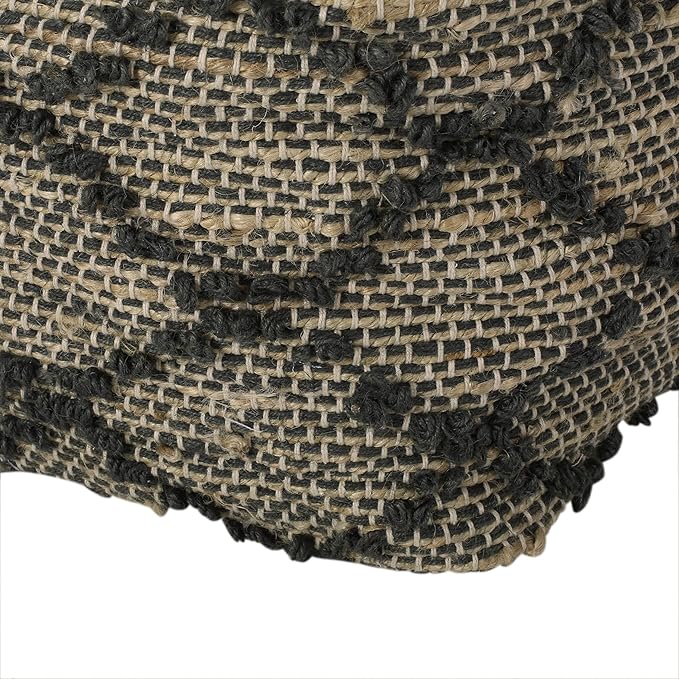 GDFStudio Boho Handmade Fabric Cube Pouf Ottoman Foot Stool - Bean Bag Floor Chair - Foot Rest Couch for Living Room Bedroom,Charcoal,16"" x 16"" x 16"", Cimarro,charcoal, 313838N