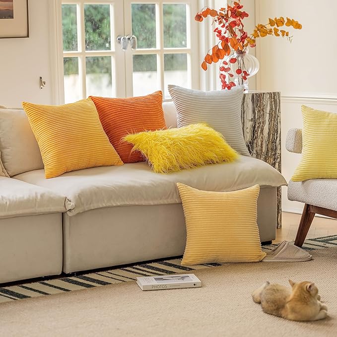 Home Brilliant Pillow Covers 16x16 Sofa Couch Pillow Covers Decorative Accent Pillowcases for Bedroom Spring Decor, 40x40 cm, Sunflower Mustard Yellow