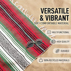 Hydration Nation Authentic Large Handwoven Mexican Blanket - Soft Yoga- Durable Serape- Lightweight Falsa, Beach, Camping, Picnic, Outdoor Blanket 70"x50" - Dragon